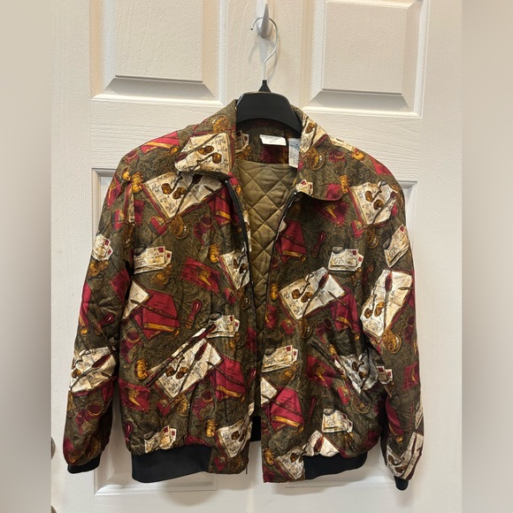 Vintage Silk Bomber Jacket Removable Shoulder Pads Women's Size Medium - Picture 9 of 15